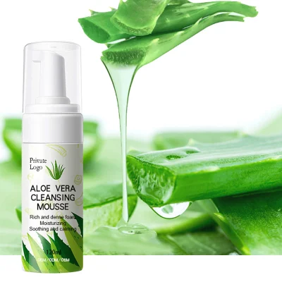 Logotipo personalizado, limpiador de Aloe Vera, Mousse de limpieza profunda, espuma de Control de aceite, producto para el cuidado de la piel a base de hierbas